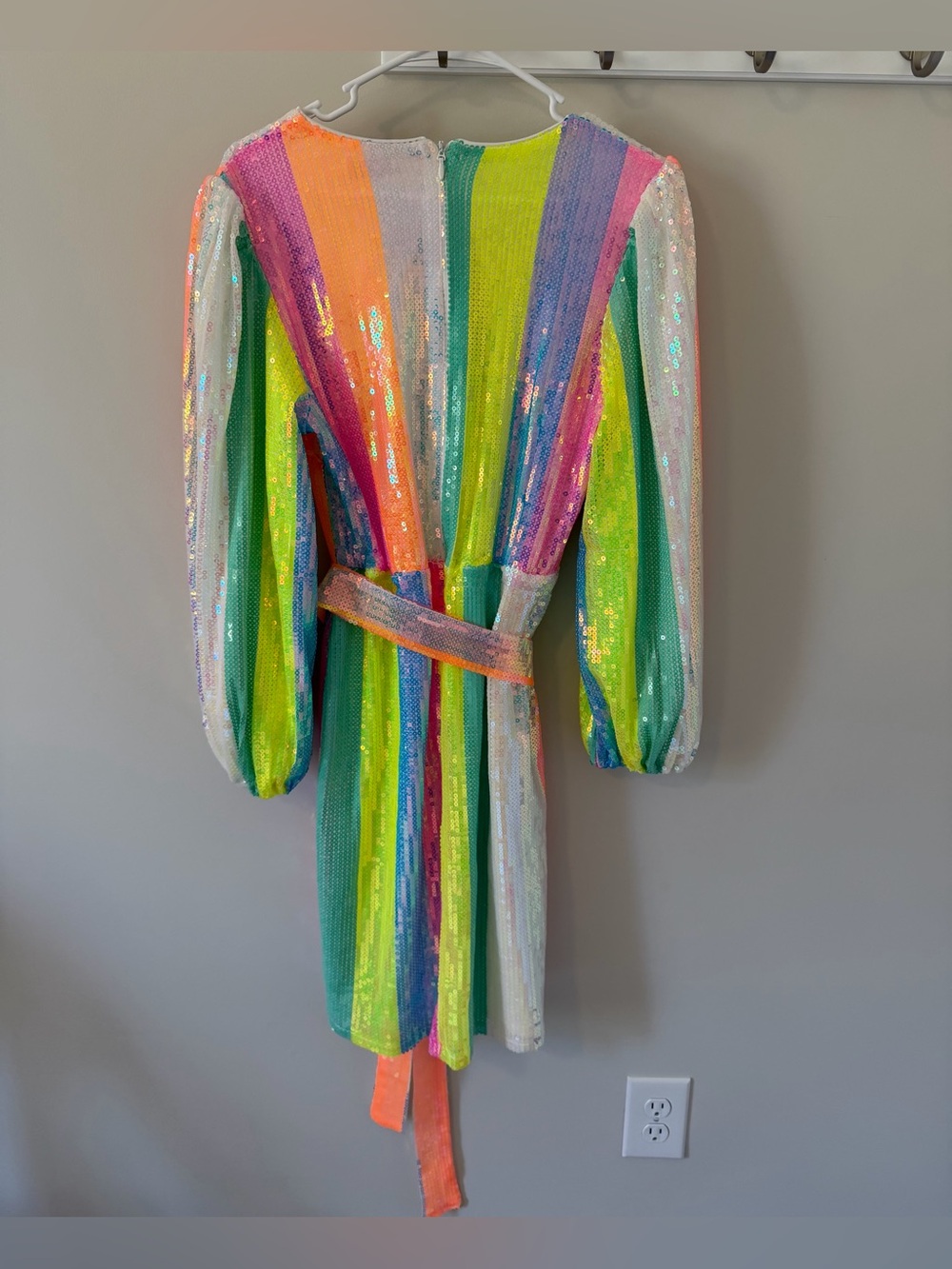 Ivy City Co Striped Sequin Long Sleeve Mini Dress Size Medium Colorful - Picture 2 of 9